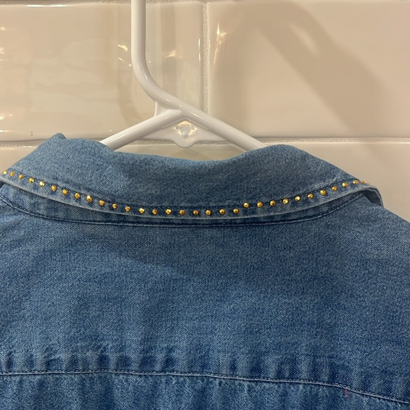 Cowboy Cote Jean Shirt embellished with Western Boots & Hat Women’s L - Picture 7 of 7